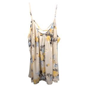 Torrid Cami Top Womens 4X Ivory Yellow Blue Floral Georgette Strappy Back NWT
